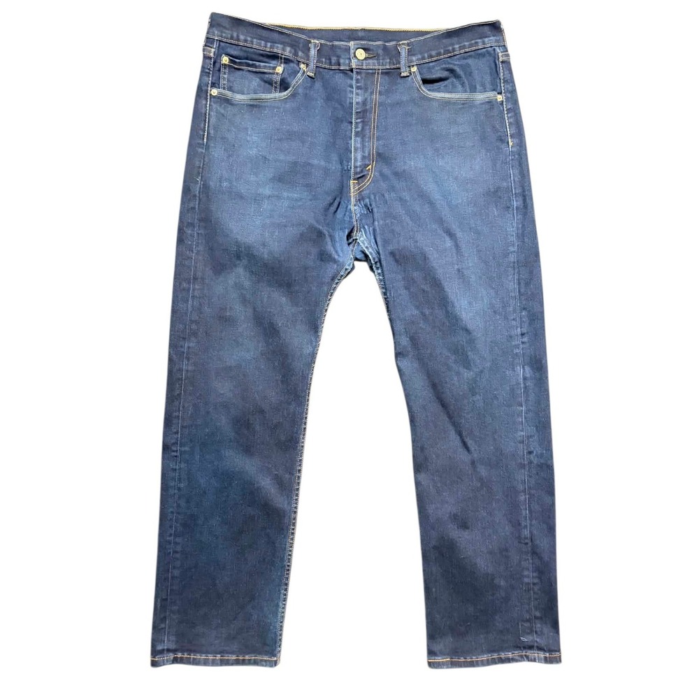 Levis 505 Regular Fit Straight Leg Jeans Mens 36x30 Dark Indigo Blue Denim
